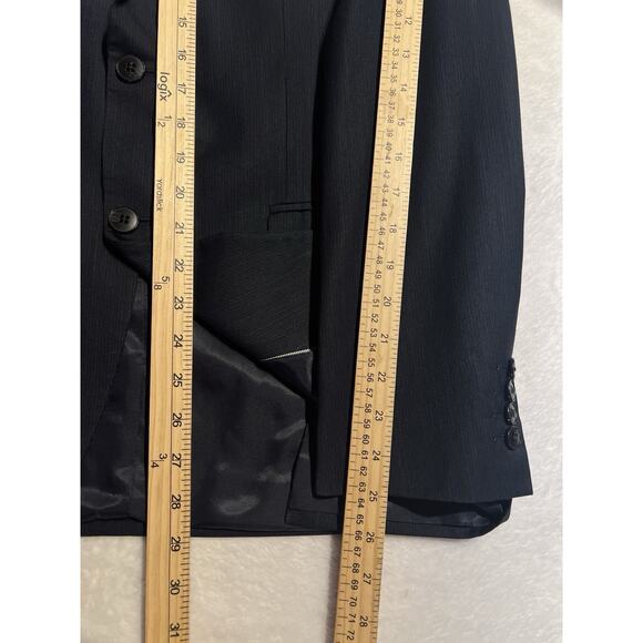 JF Ferrar Mens 38R Slim Fit Navy Blue Micro-Stripe Casual Blazer Sport Jacket - Picture 12 of 14